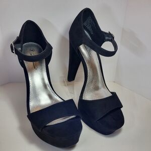 Hot Tomato Black Platform SHOES Womens Sz 9.5 M High Heels Open Toe Ankle Strap